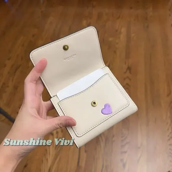 NWT COACH Mila Small Flap Wallet With Sticker Print Chalk CCD00 - Picture 7 of 10